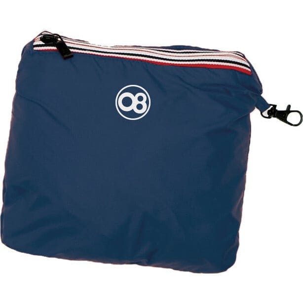 Navy full zip packable rain jacket and windbreaker