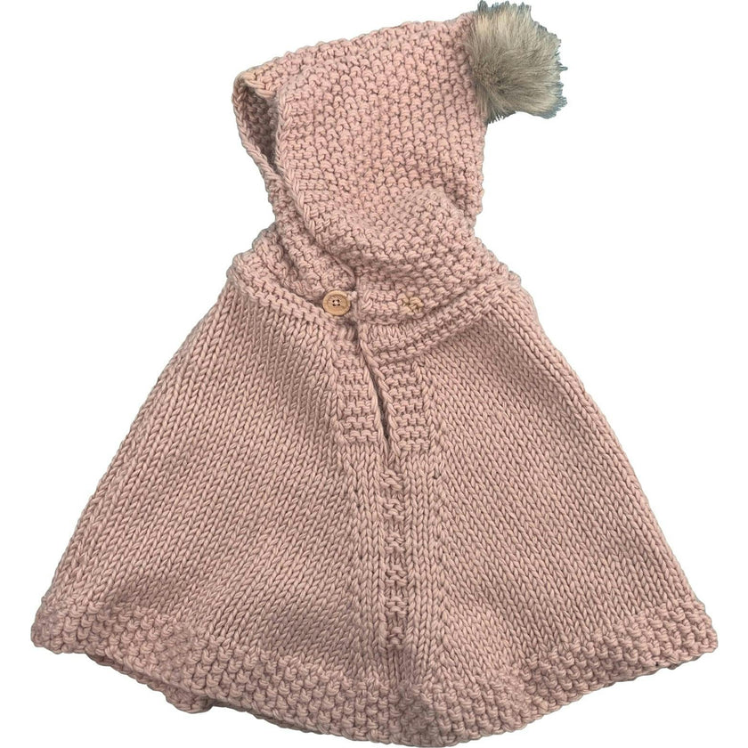 Poncho with hood, Blush