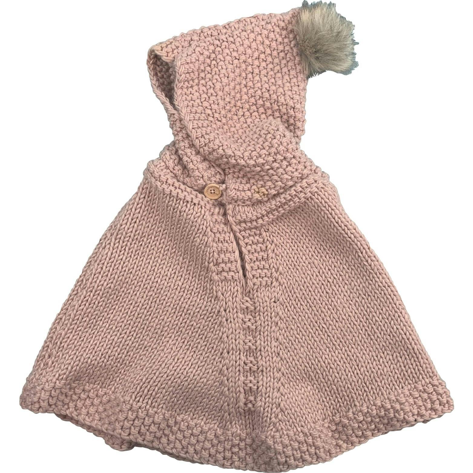 Poncho with hood, Blush