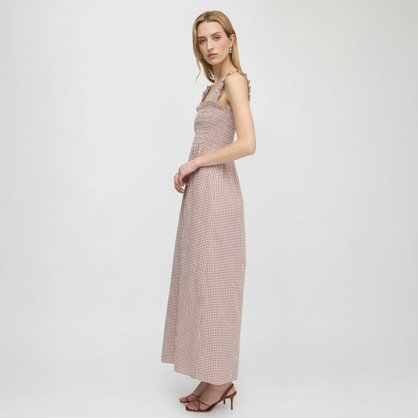 The Ashlyn Nap Dress - Cognac Gingham