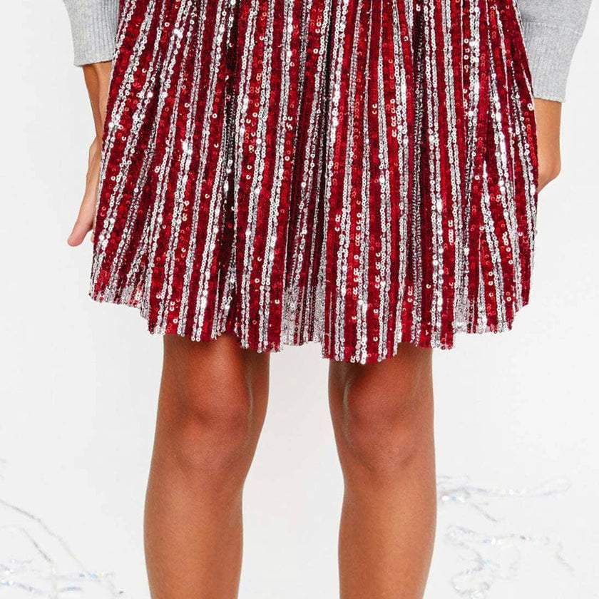 Candy Cane Sequin Striped Skirt