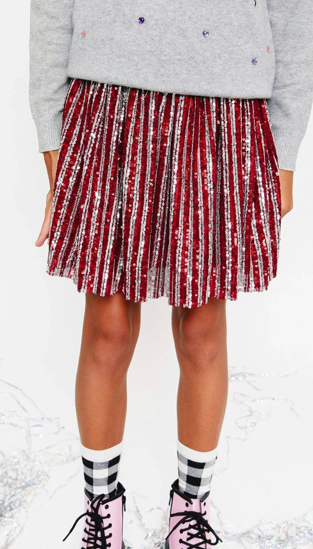 Candy Cane Sequin Striped Skirt