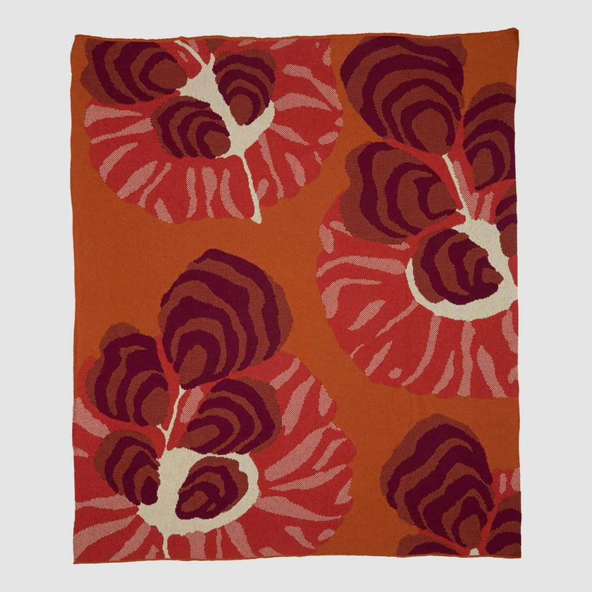 Cotton Sustainable Knit Floral Throw Blanket - Floréal 7 by E.A. Seguy