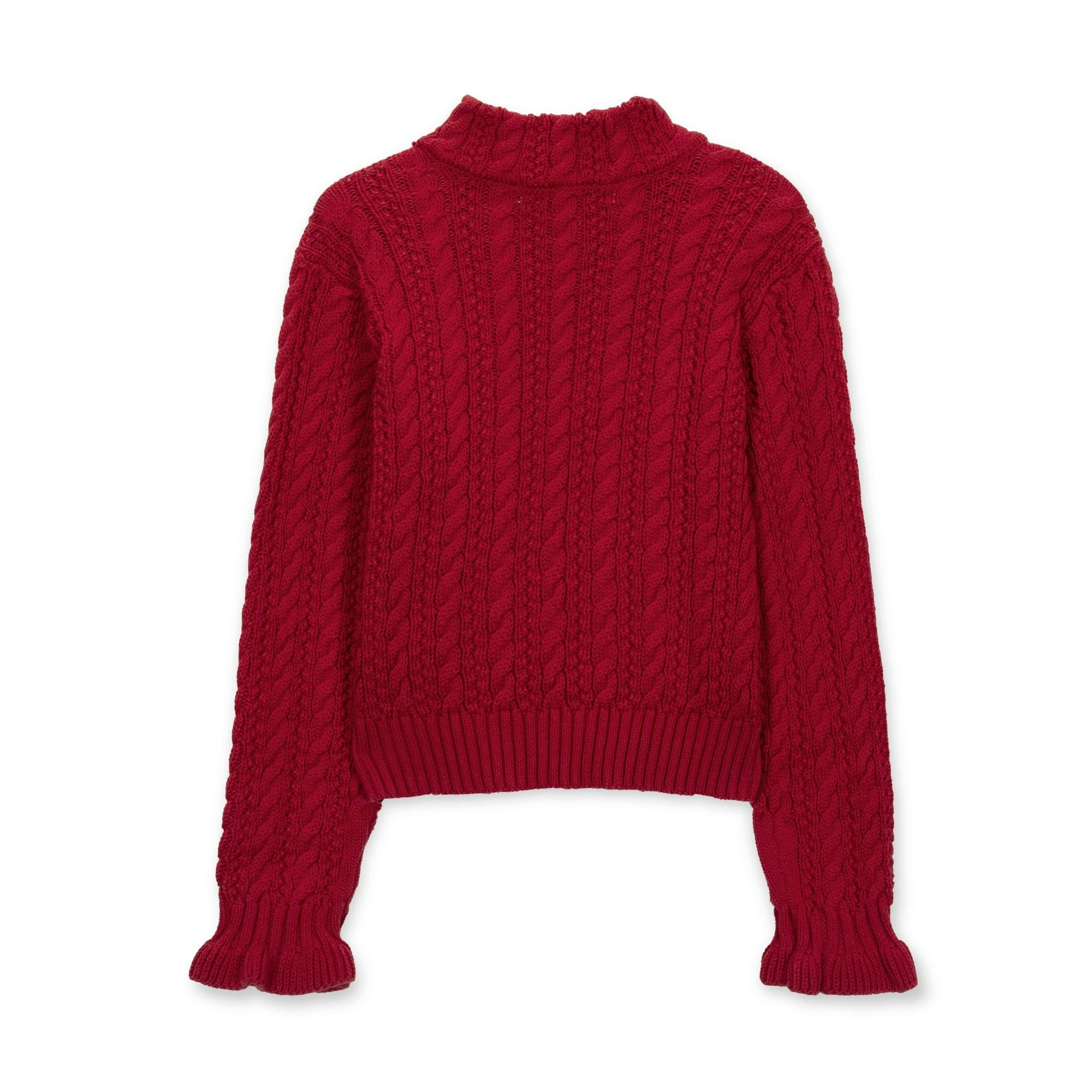 Organic Ruffle Cuff Turtleneck Sweater