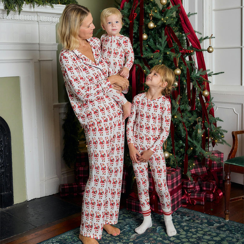 Baby Bamboo Romper - Vintage Santas