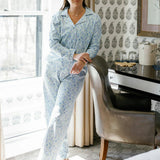 Birth Flowers Women's Button Front Long Pajama Set