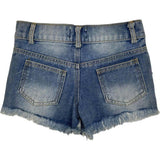 Crystal Frayed Hem Denim Short