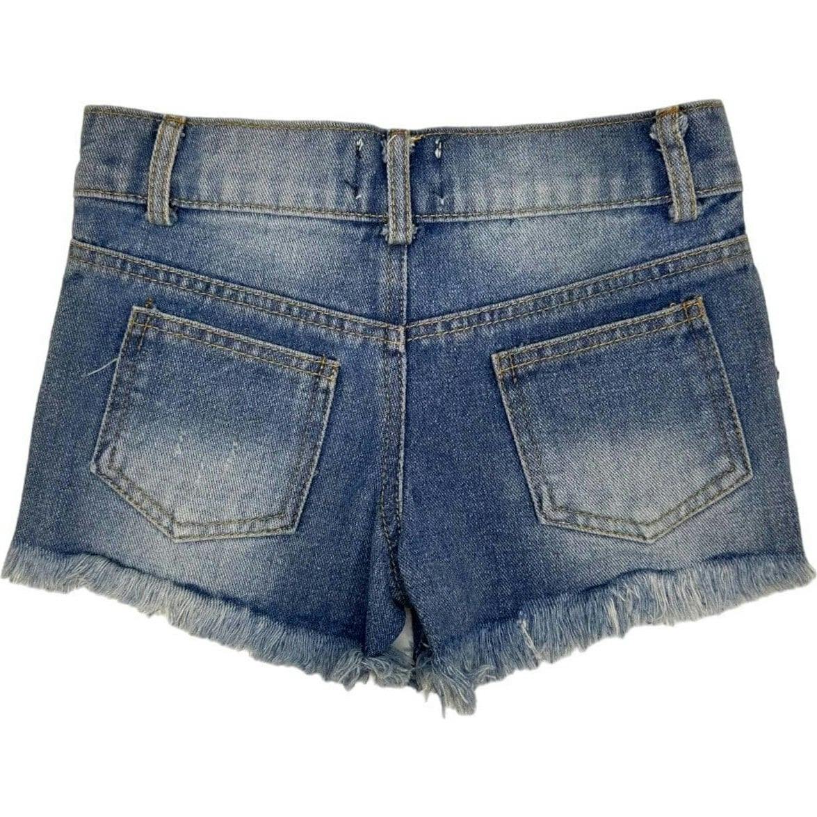 Crystal Frayed Hem Denim Short