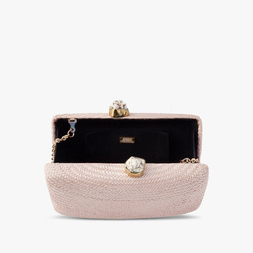 Women's Jen Straw White Stone Clutch Bag