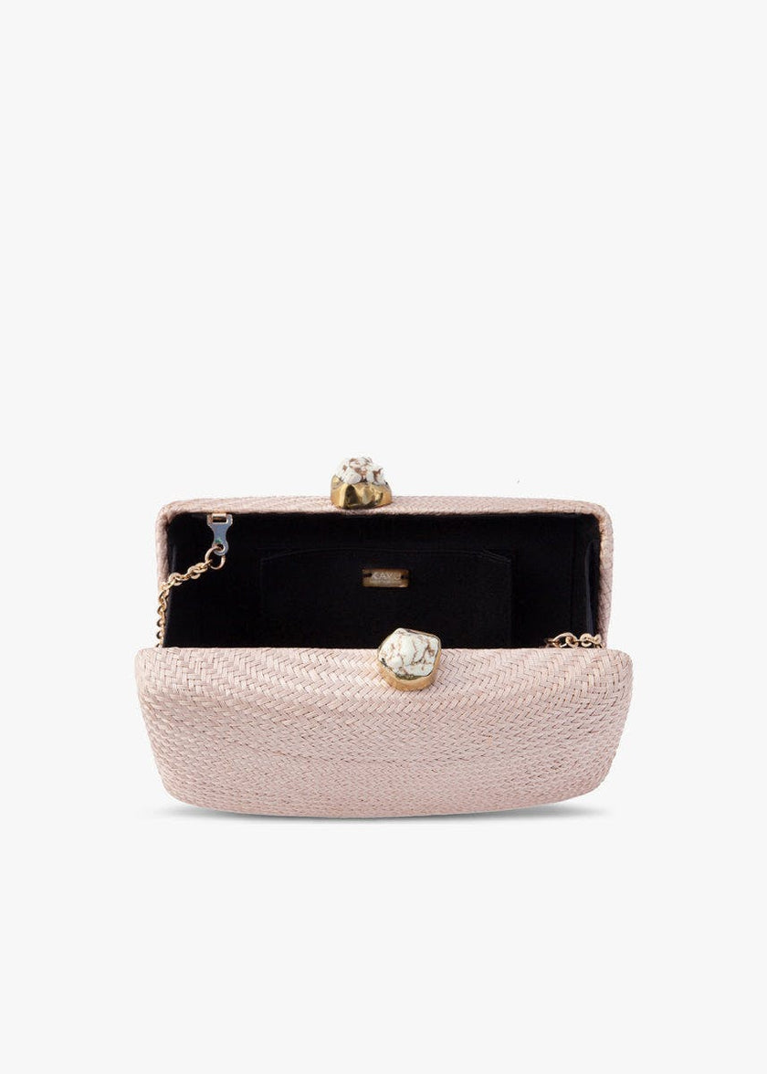 Women's Jen Straw White Stone Clutch Bag