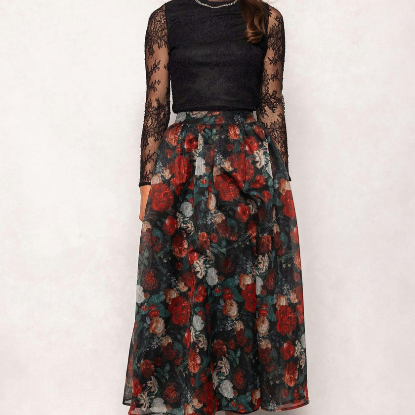 Vanessa Skirt in Midnight Roses