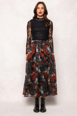 Vanessa Skirt in Midnight Roses