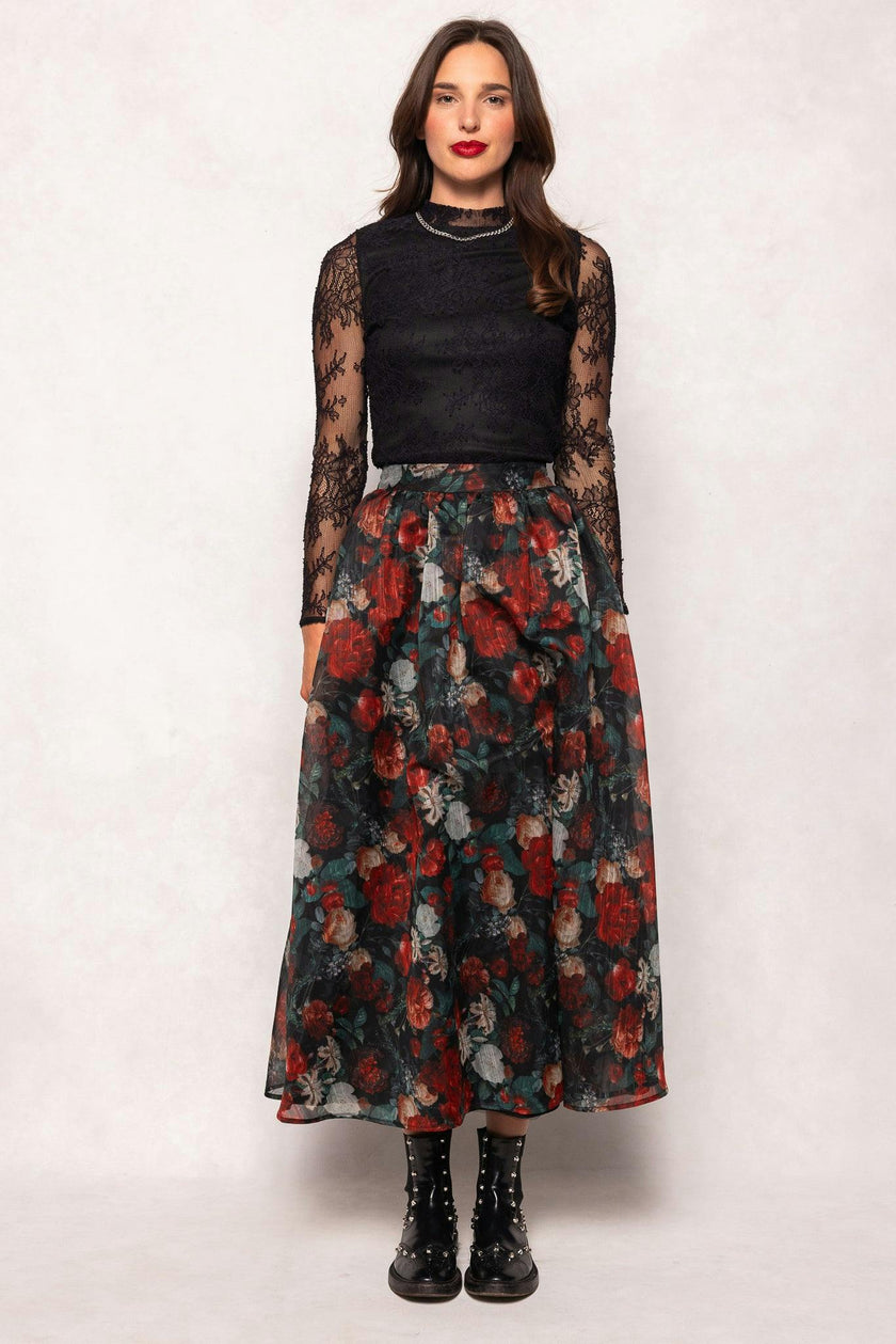 Vanessa Skirt in Midnight Roses