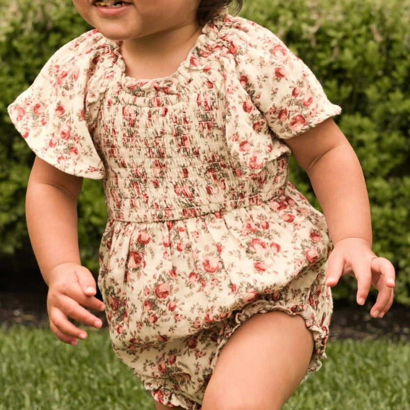 Baby Jovie Romper in Ivory Heritage Rose