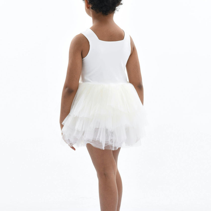 White Solid Tutu Dress