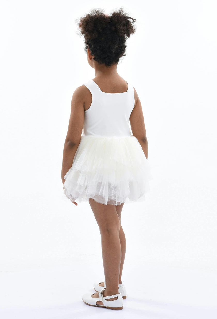 White Solid Tutu Dress