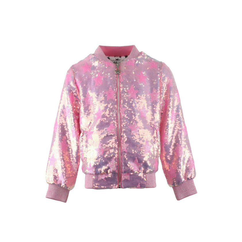 Pink Stars Sequin Bomber