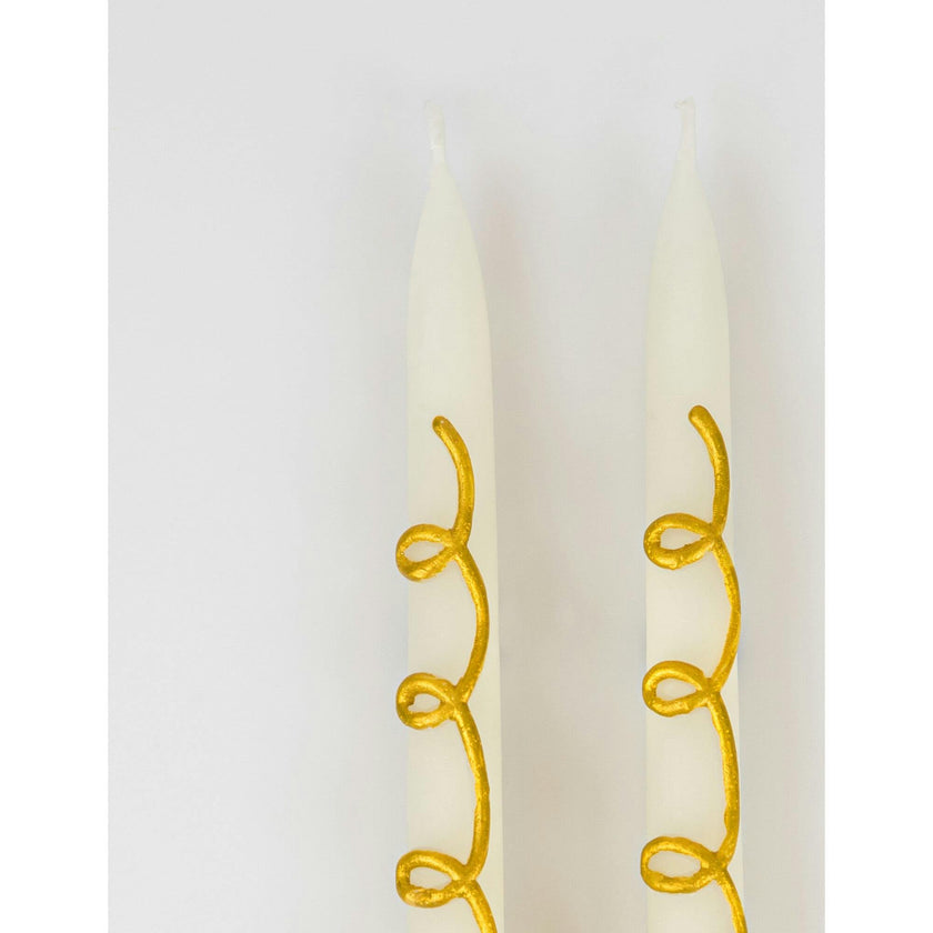 Gold Swirl Taper Candles