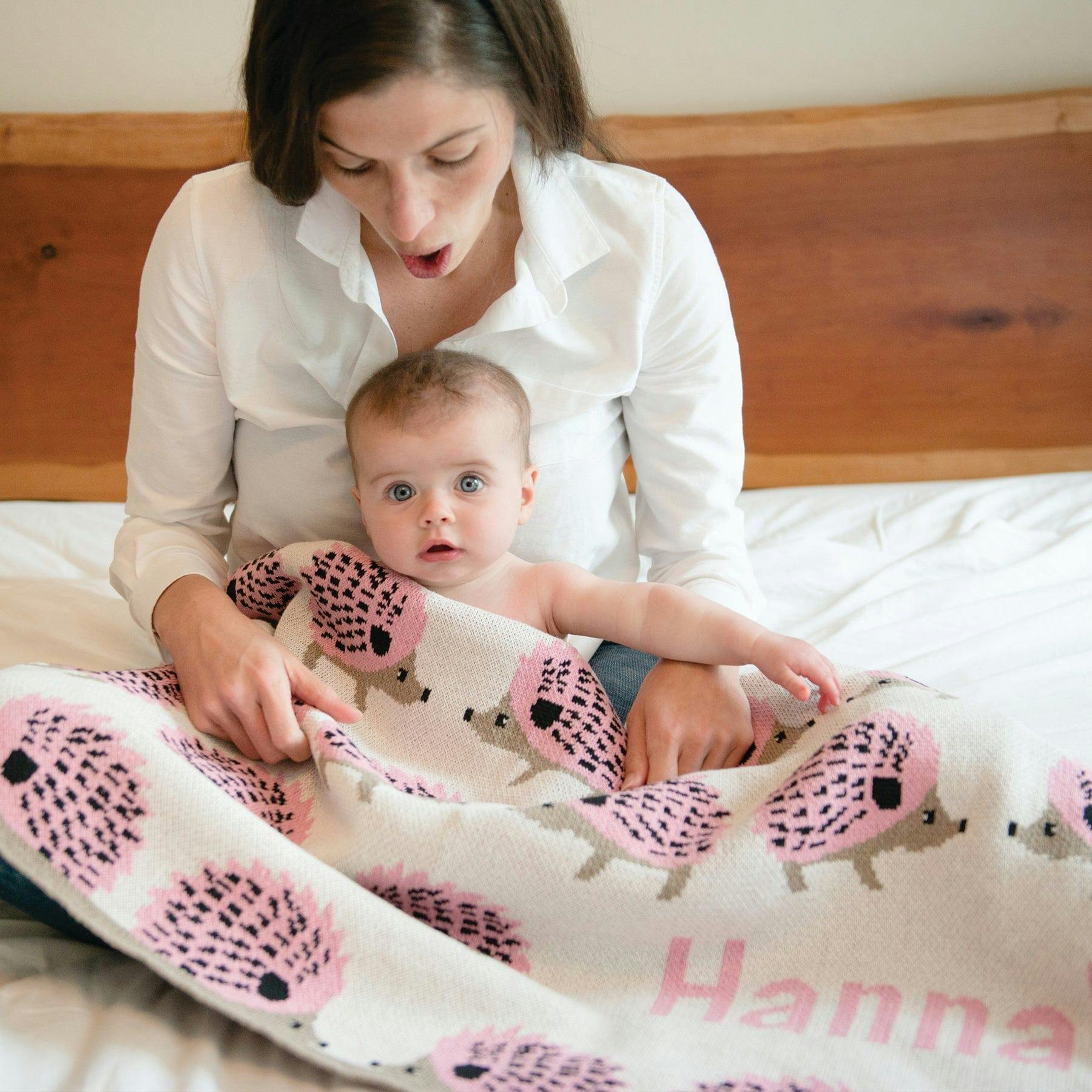 Monogrammed Baby Hedgehog Blanket
