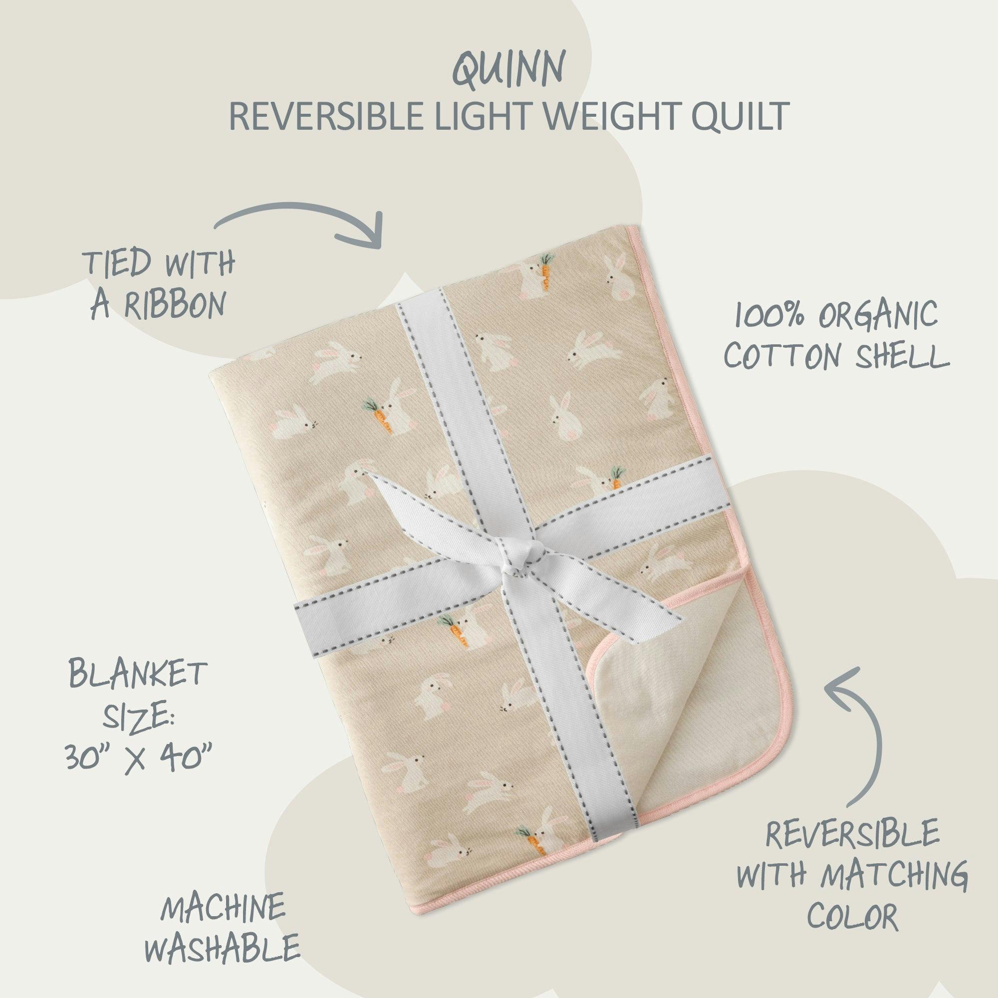 QUINN Reversible Light Weight Quilted Baby Blanket