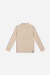 Brushed Rib Mock Neck Top Beige