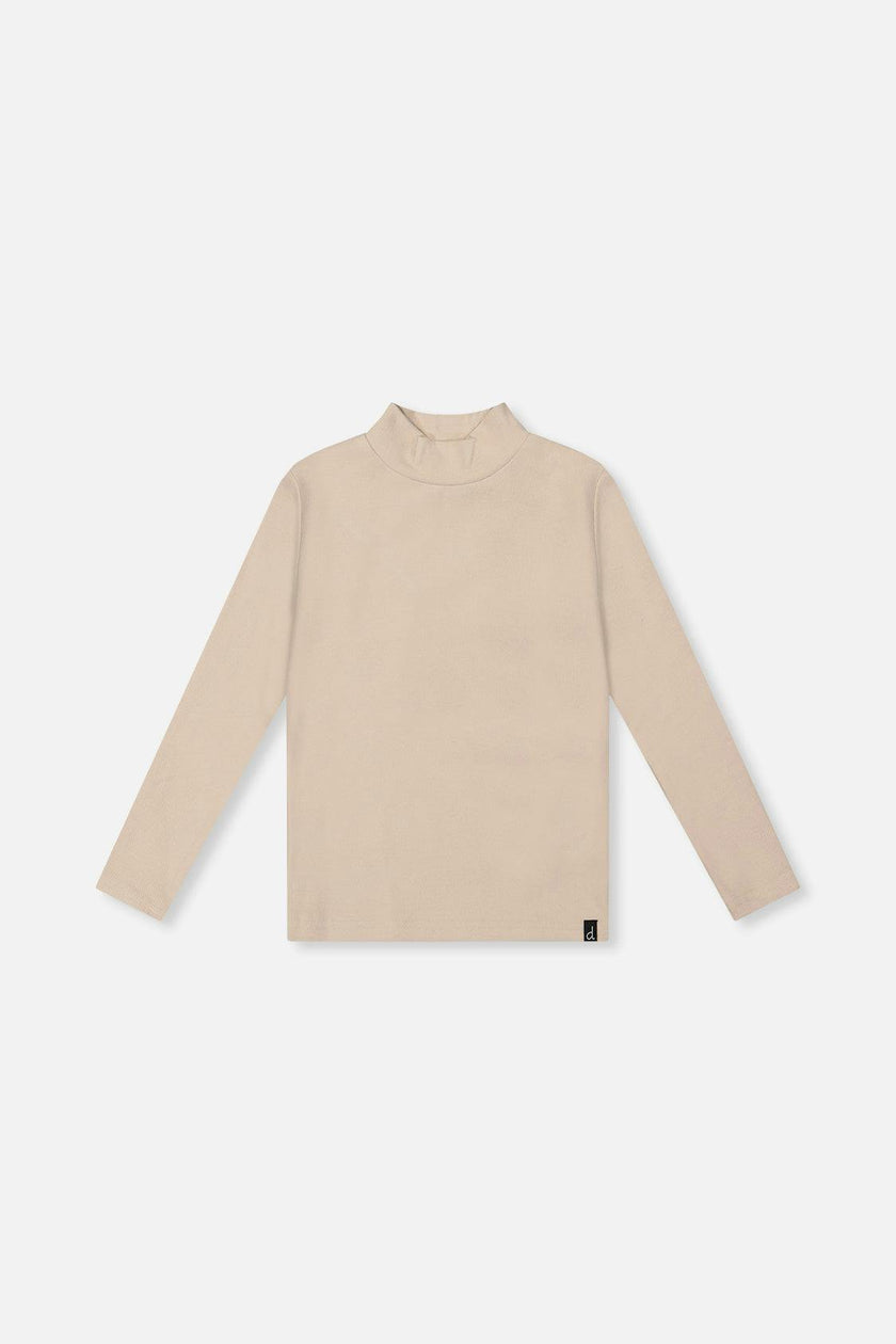Brushed Rib Mock Neck Top Beige