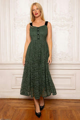 Penny Tank Midi Dress in Green Lace