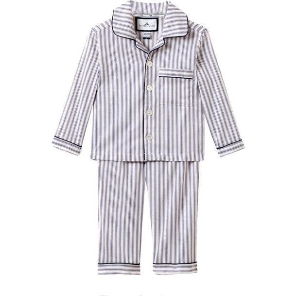 Kid's Twill Pajama Set in Navy French Ticking
