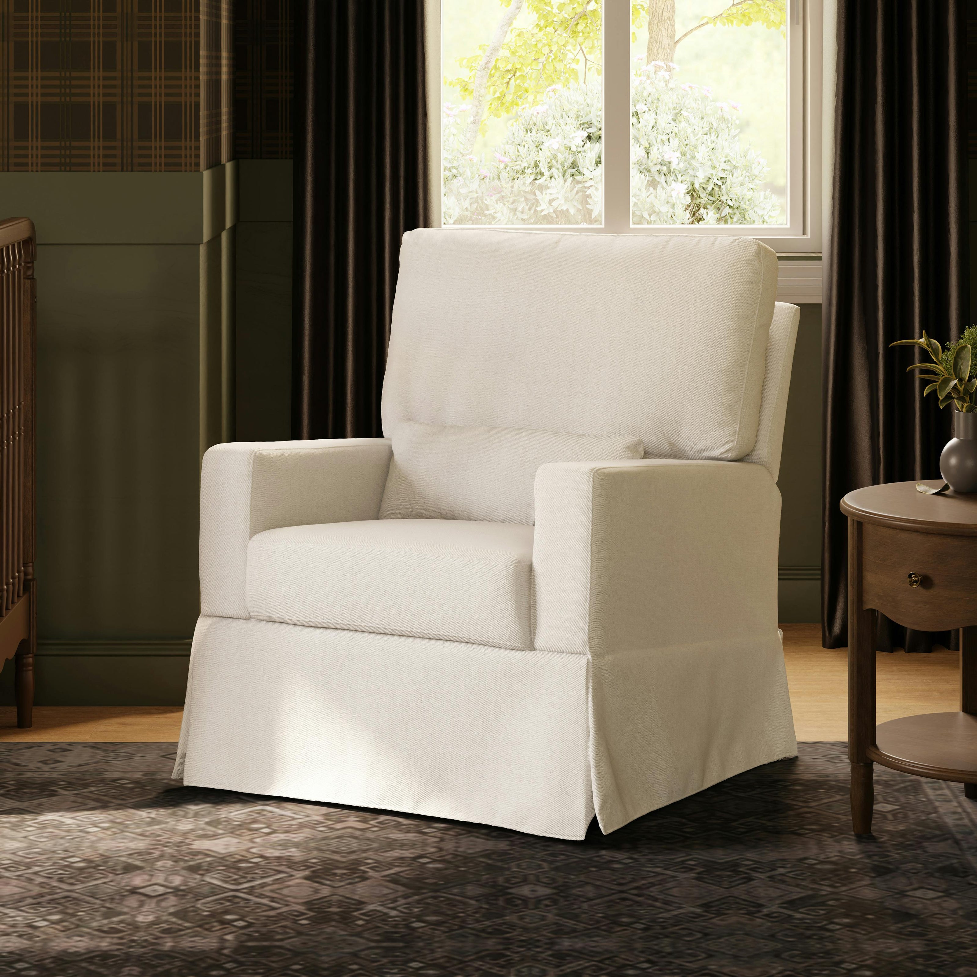 Crawford Recliner and Swivel Glider in Performance Cream Eco-Weave