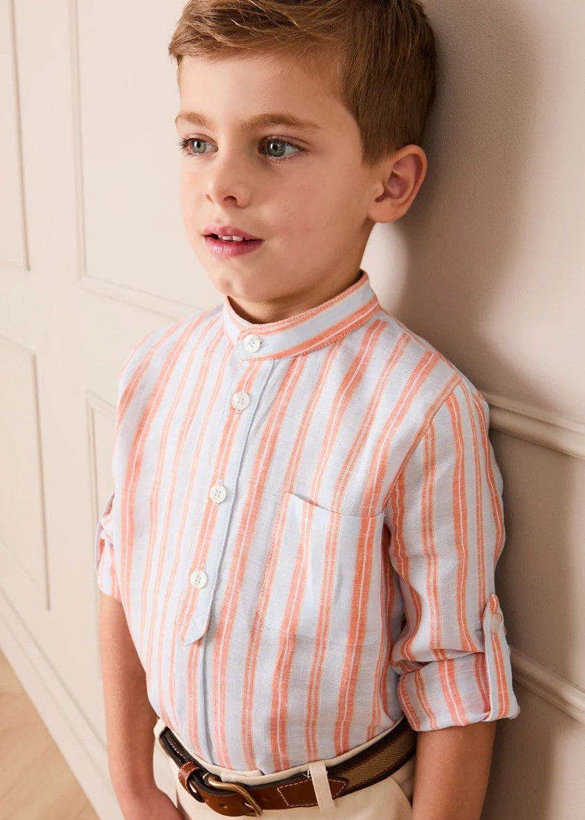 August Stripe Mao Collar Shirt in Orange (18mths- 10yrs)