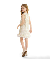 Ivory Sequin Feather Dress