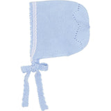 Lace Detail Knitted Bonnet in Light Blue (0-9mths)