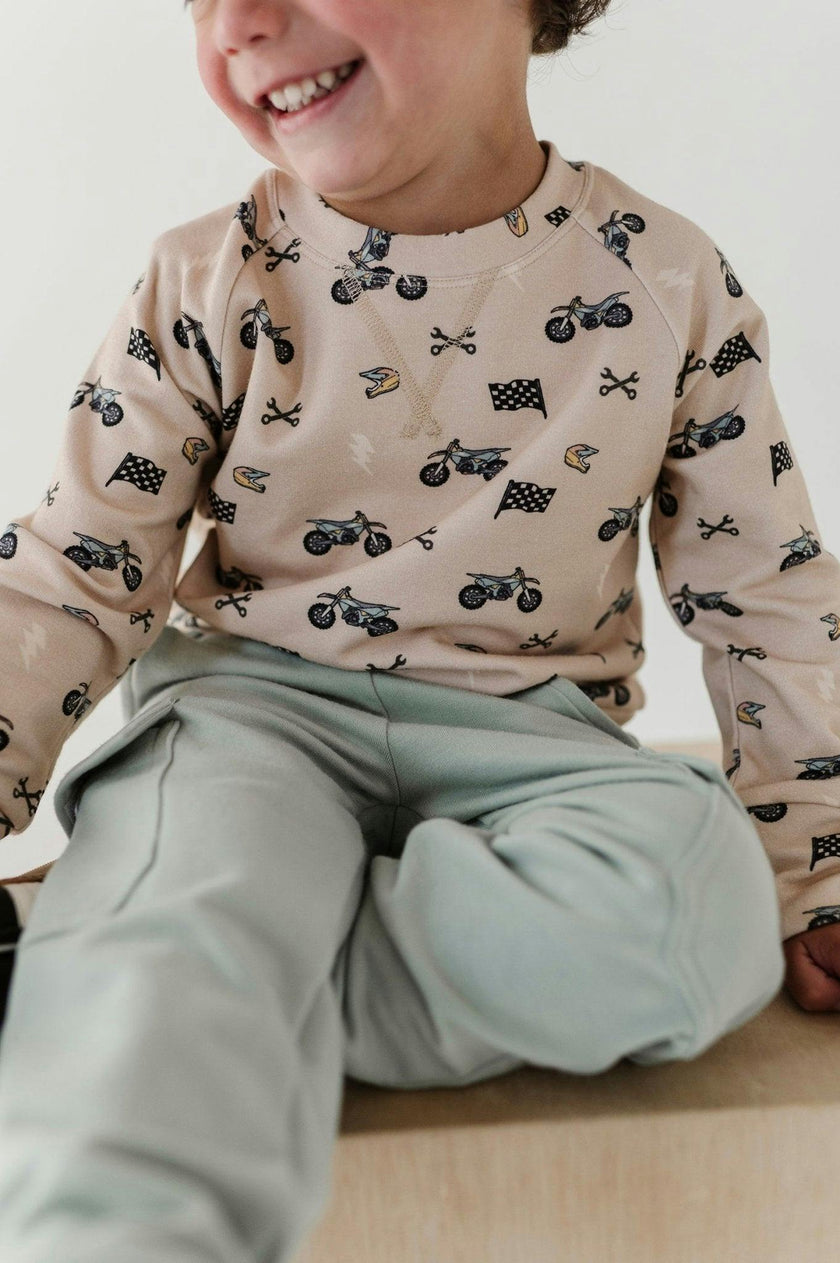 Boys Raglan Sweatshirt in Dirt Bikes