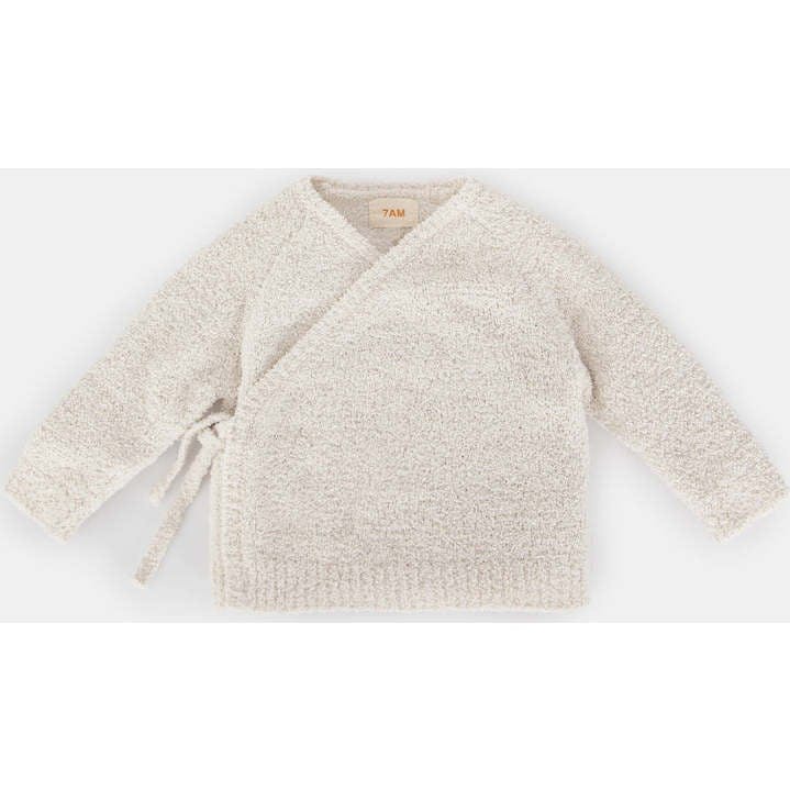 Fuzzy Ribbed Hem Long Sleeve Wrap Top