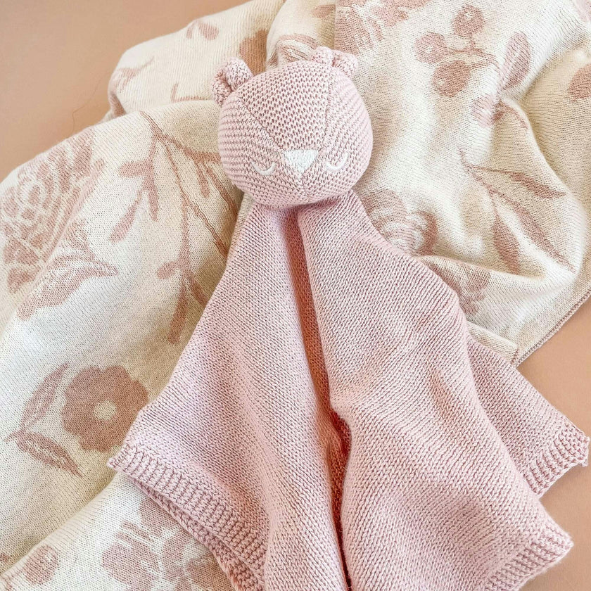 Organic Cotton Bear Lovey, Blush