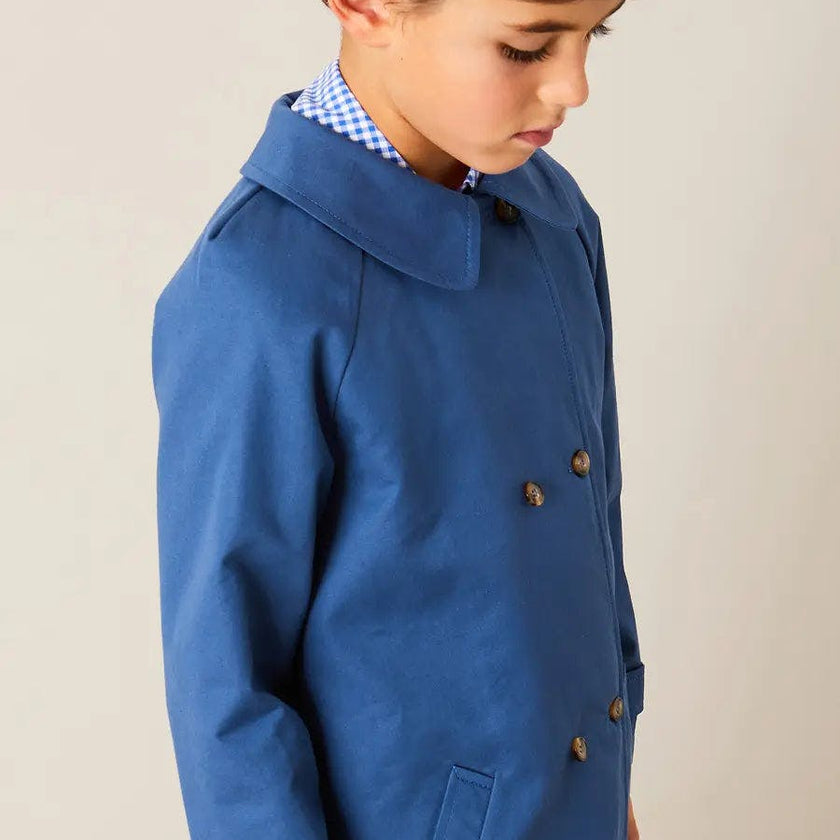 Double Breasted Coat With Detachable Hood in Blue (18mths-10yrs)