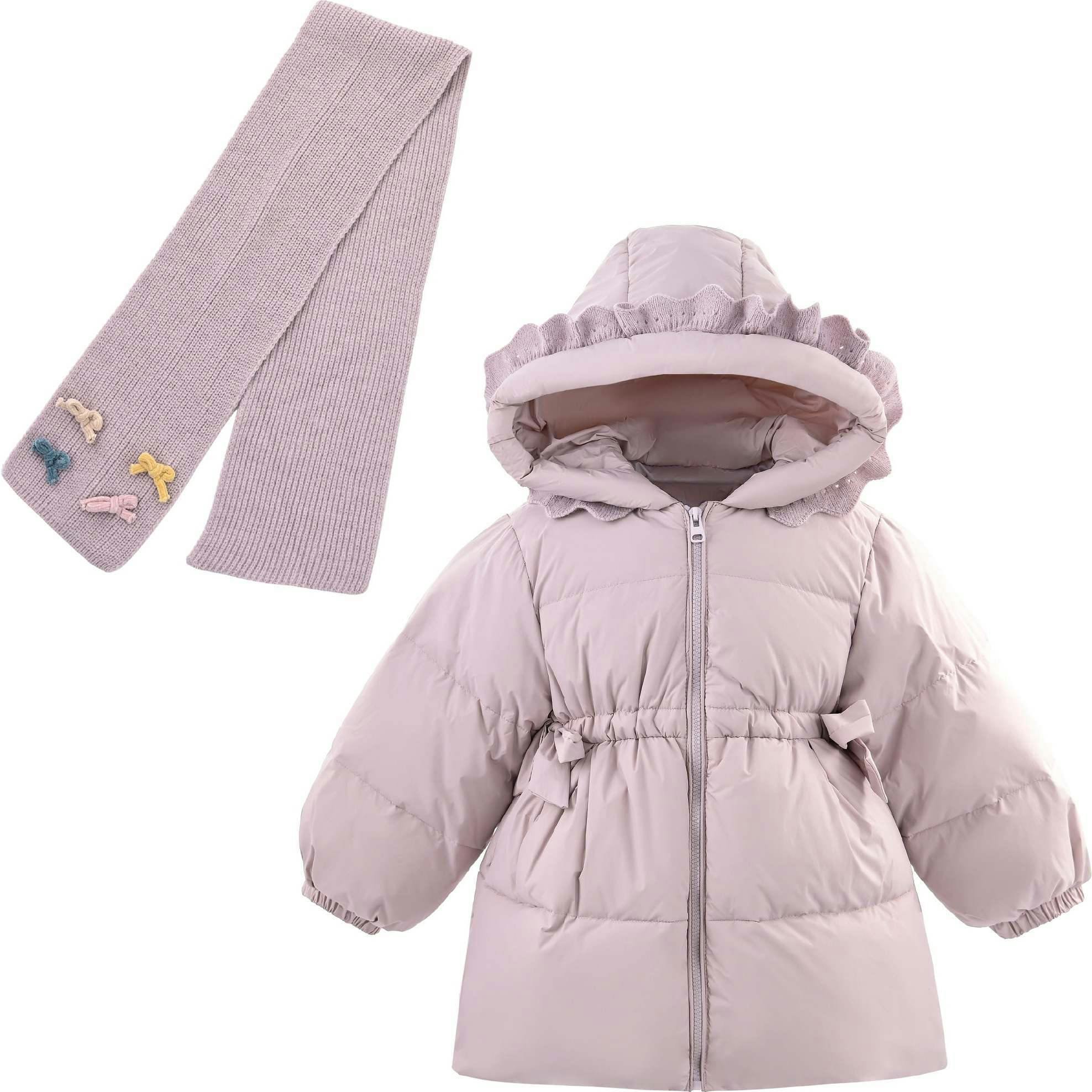 Ruffle-Hood Coat with Matching Scarf