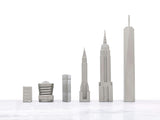 Chess Set Stainless Steel NEW YORK with Wood Map Board
