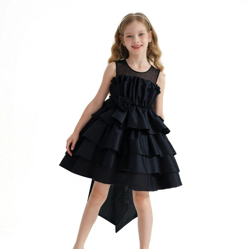 Black Tiered Bow Dress