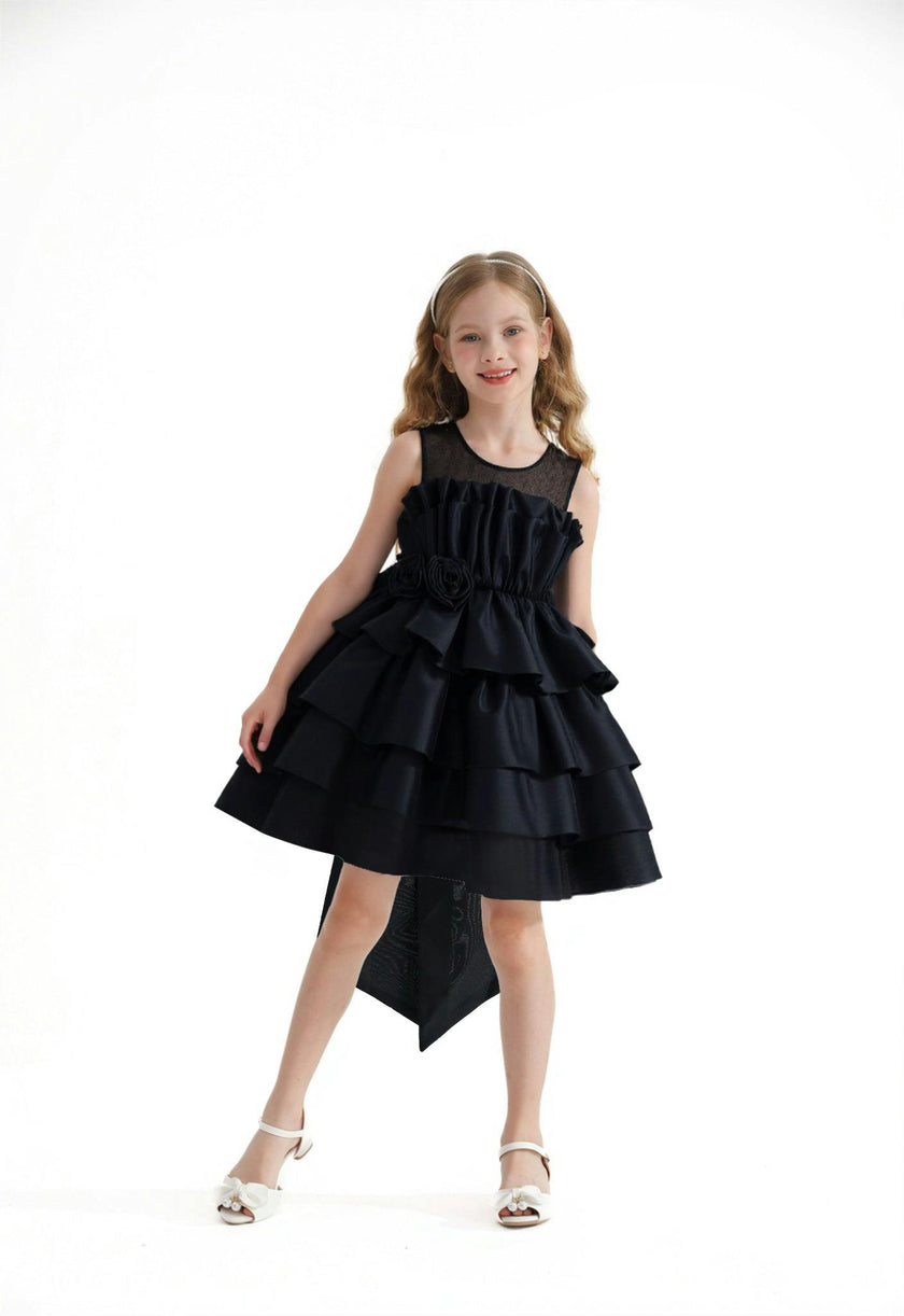 Black Tiered Bow Dress