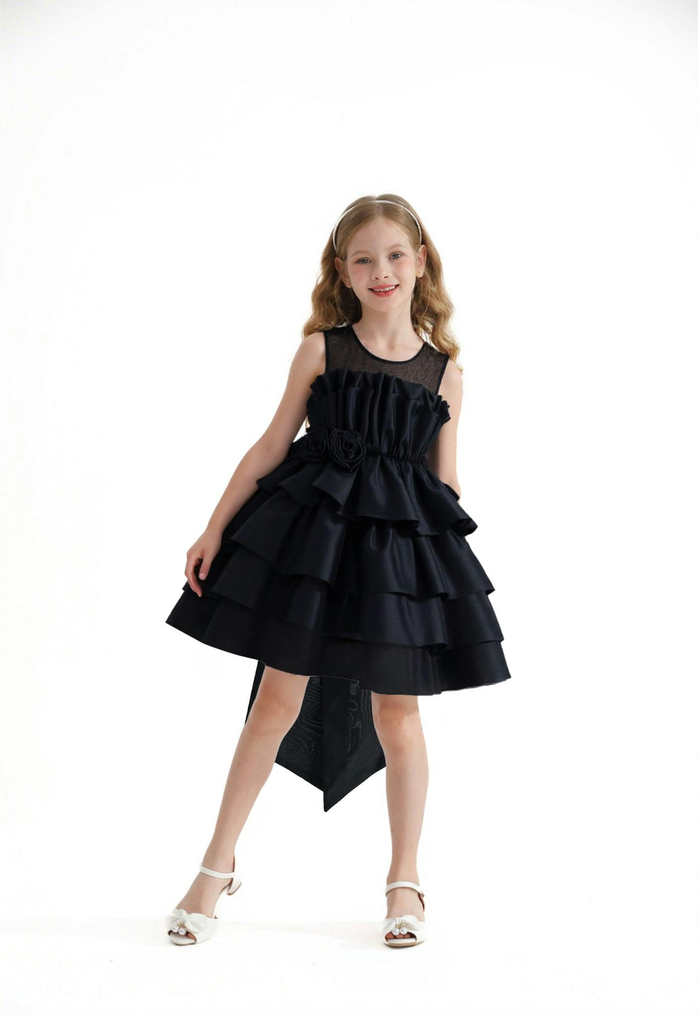 Black Tiered Bow Dress