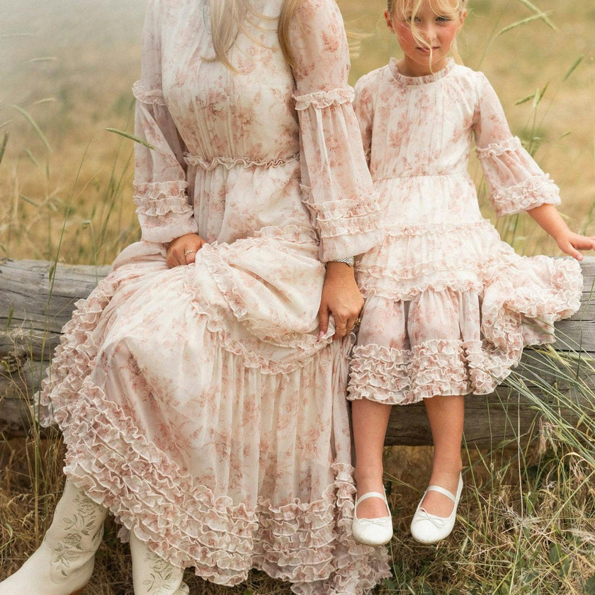 Geneva Dress in Banana Creme Aquarelle Fleur