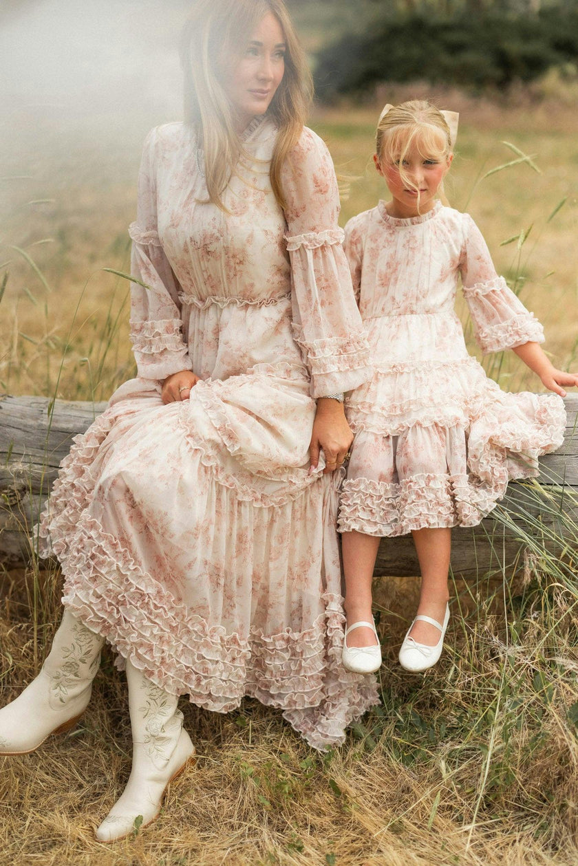 Mini Geneva Dress in Banana Creme Aquarelle Fleur