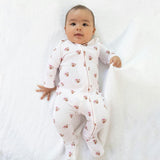 Mini Football Hearts - 2 Way Ruffle Back Zipper Footie