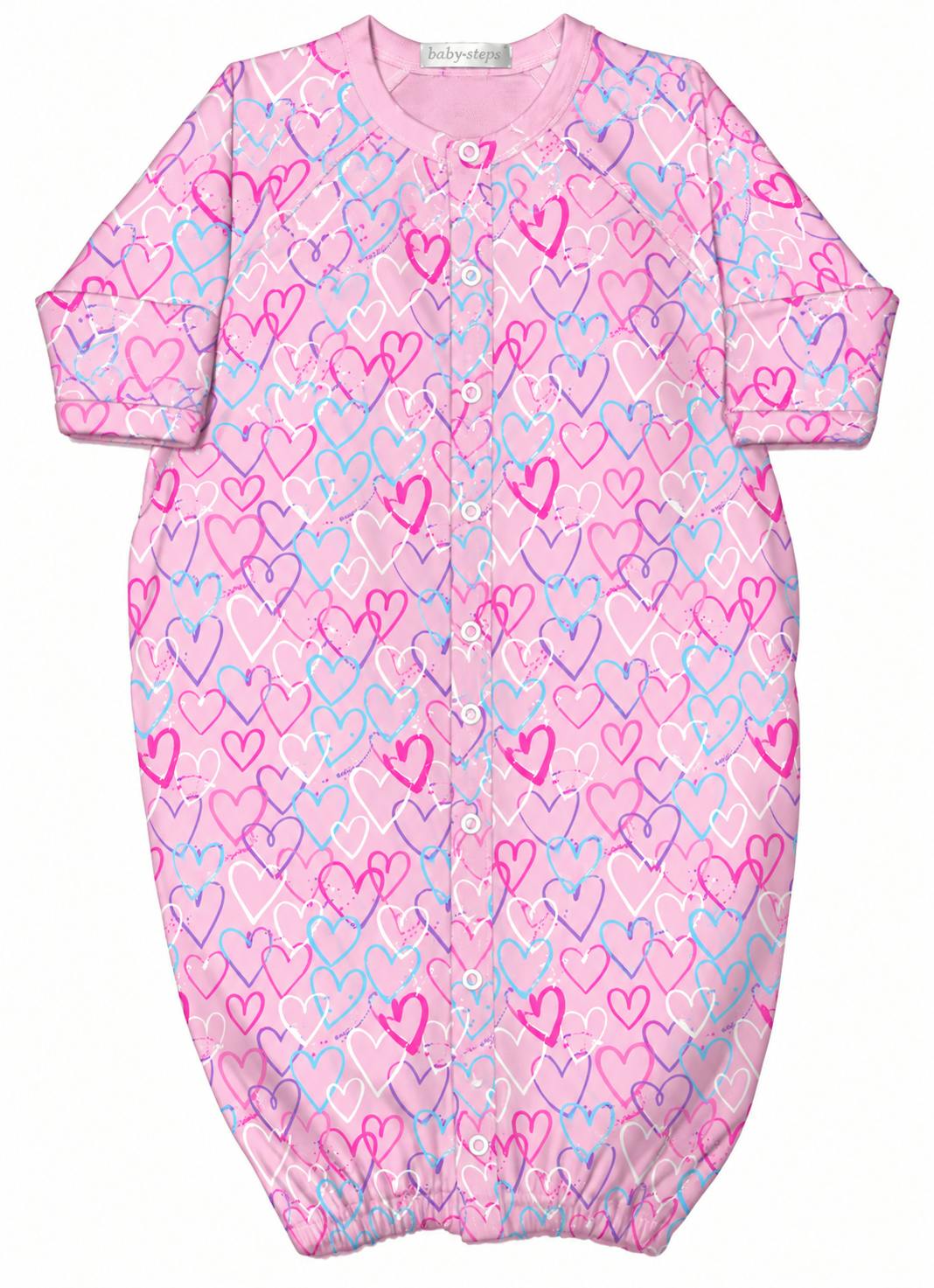 Baby Converter Gown - Graffiti Hearts