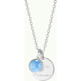 Personalized Message & Birthstone Necklace, Sterling Silver