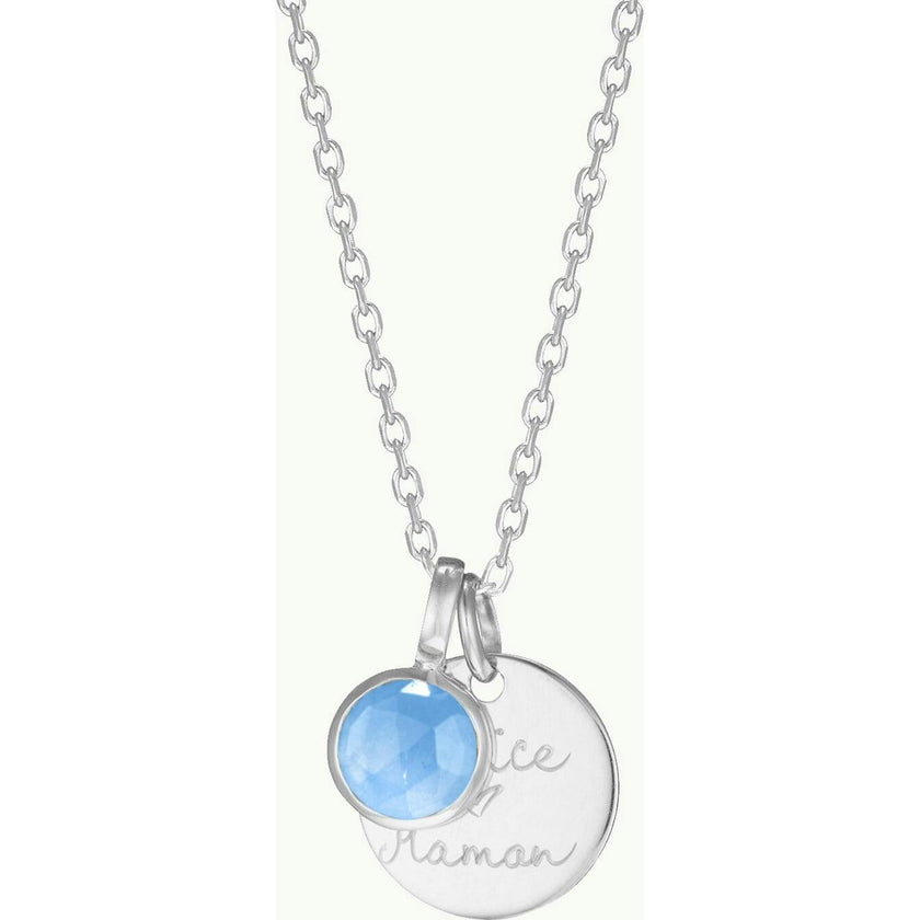 Personalized Message & Birthstone Necklace, Sterling Silver