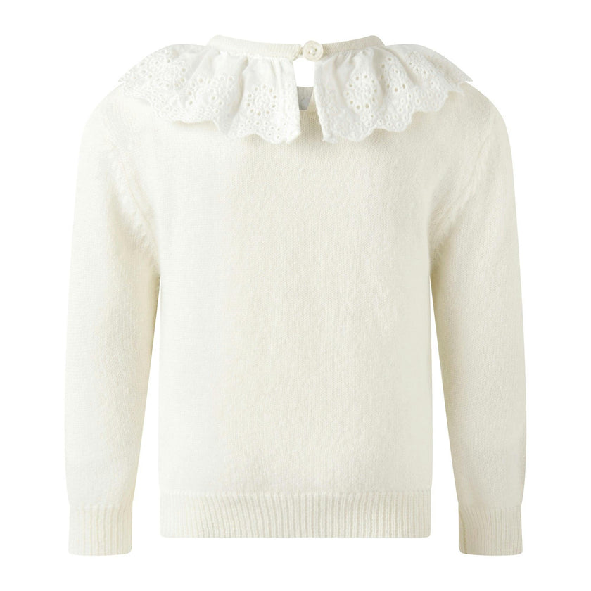 Ivory Cashmere Set with Broderie Collar
