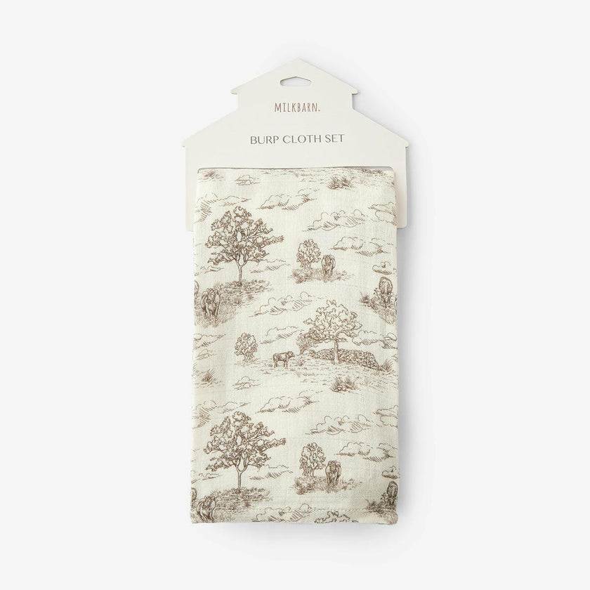 Country Toile Bamboo Two-Piece Burp Cloth Set