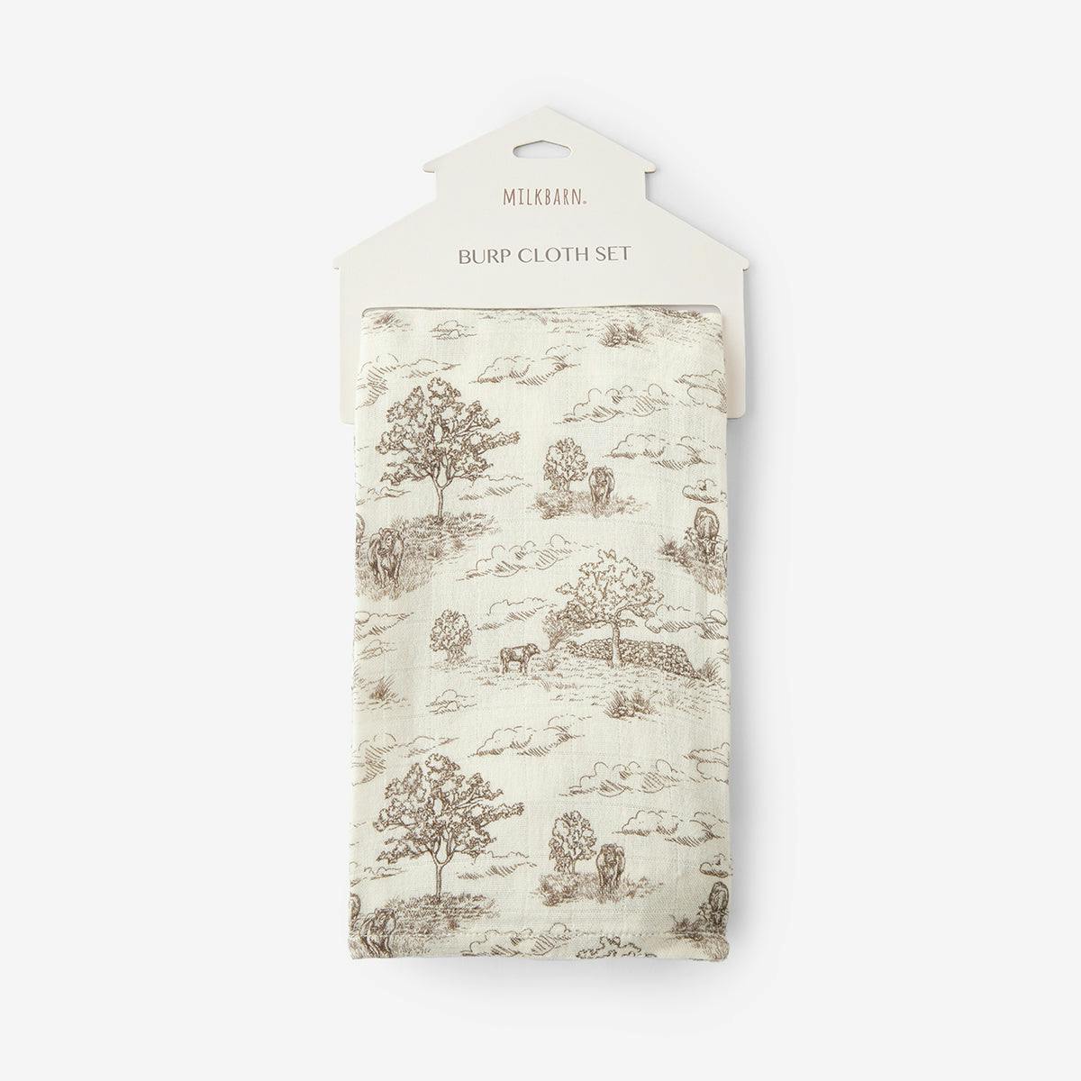 Country Toile Bamboo Two-Piece Burp Cloth Set